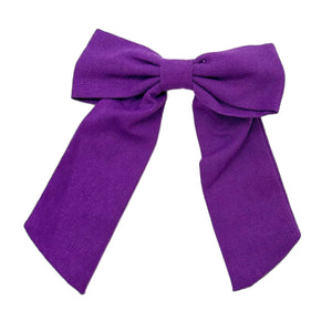 Purple Long Tail Linen Bow