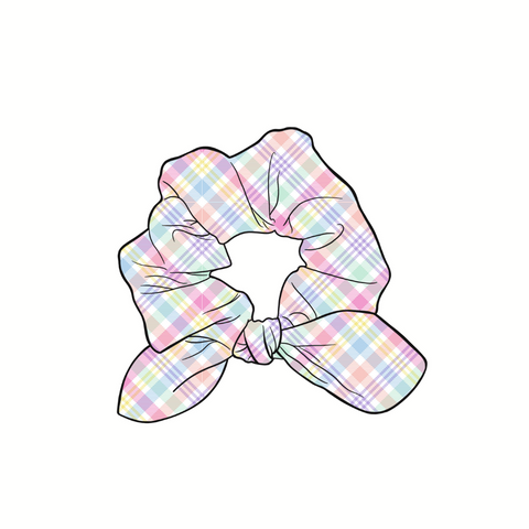 Excellent Plaid Hand Tied  Knotted Bow Scrunchie