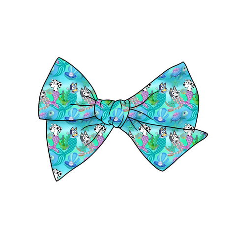 Heelers Under the Sea 5" Pre-Tied Fabric Bow