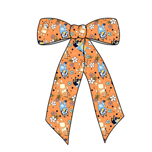 Blue Dog Days of Summer Long Tail Fabric Bow