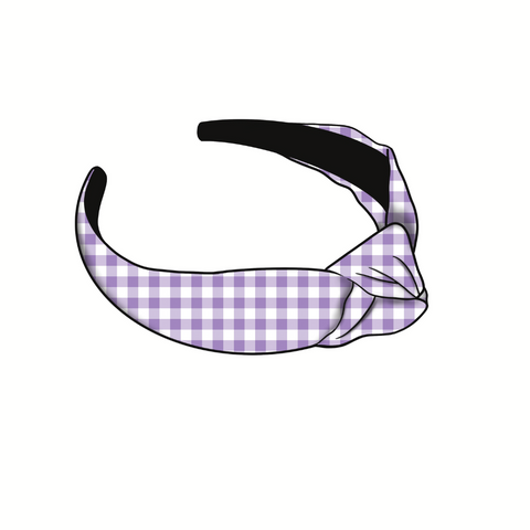 Purple Gingham Knotted Headband
