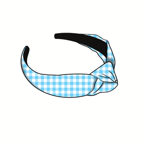 Blue Gingham Knotted Headband