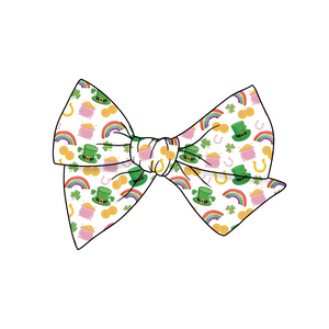 Pink Pot of Gold 5" Pre-Tied Fabric Bow