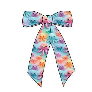 Cute Little Octopus Long Tail Fabric Bow