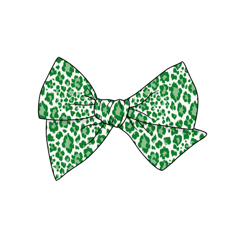 Paddy's Day Leopard 5" Pre-Tied Fabric Bow
