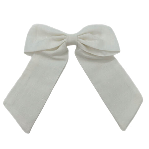 Off White Long Tail Linen Bow
