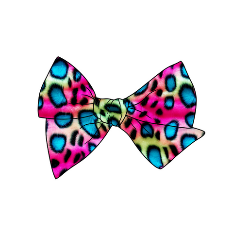Electric Neon Leopard 5" Pre-Tied Fabric Bow