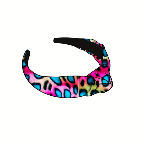Electric Neon Leopard Knotted Headband