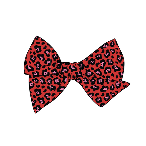 Love Leopard 5" Pre-Tied Fabric Bow