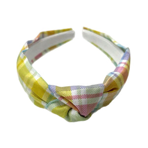 Linen Spring Plaid Knotted Headband