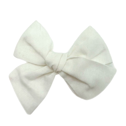 Off White Linen 5" Pre-Tied Fabric Bow