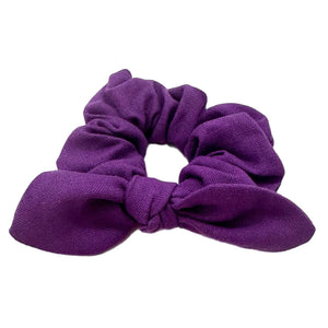 Purple Linen Hand Tied  Knotted Bow Scrunchie