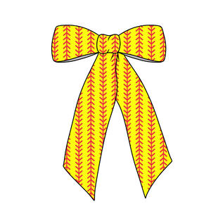 Softball Laces Long Tail Fabric Bow