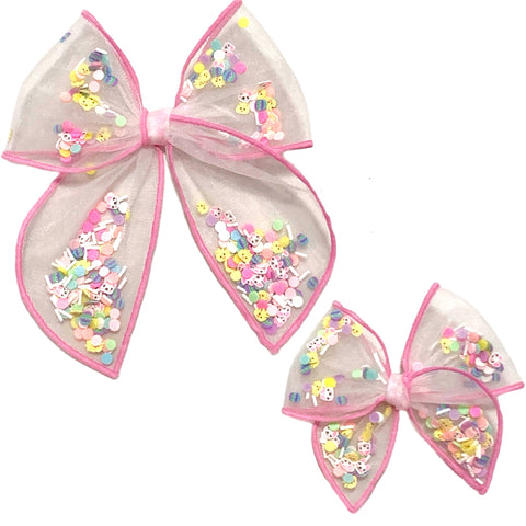 Easter Chicks & Bunnies Serged Edge Shaker Bow