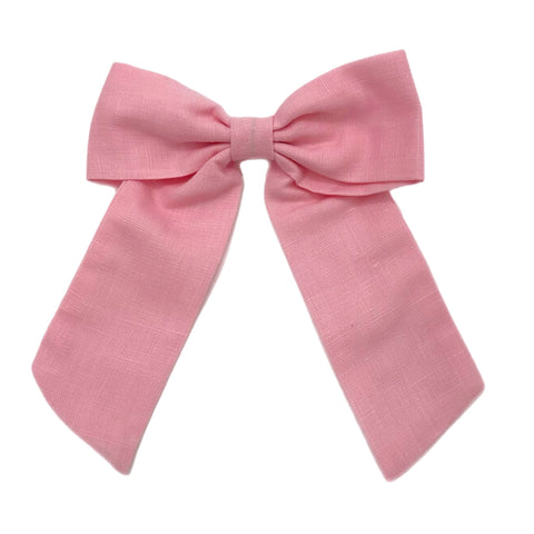 Light Pink Long Tail Linen Bow