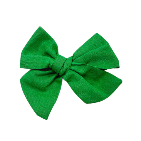 Green Linen 5" Pre-Tied Fabric Bow