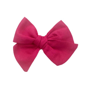 Hot Pink Linen 5" Pre-Tied Fabric Bow