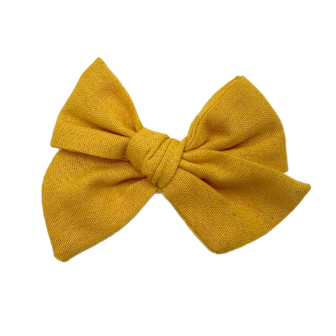 Yellow Linen 5" Pre-Tied Fabric Bow
