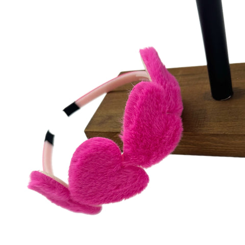 Pink Furry Heart Headband