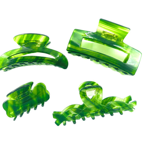 Green Swirl Claw Clips