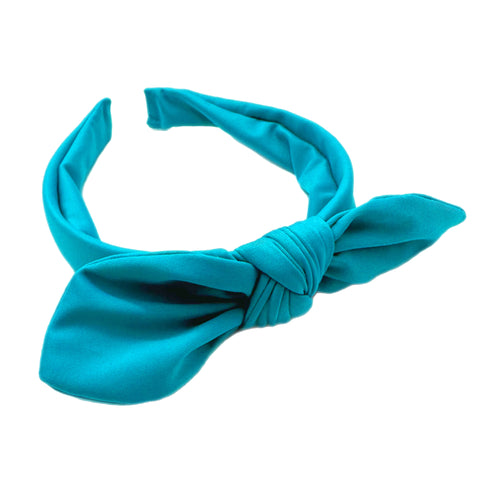 Darker Turquoise Hand Tied Knotted Bow Swim Headband