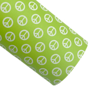 Green Peace Signs Custom Print on Smooth Faux Leather