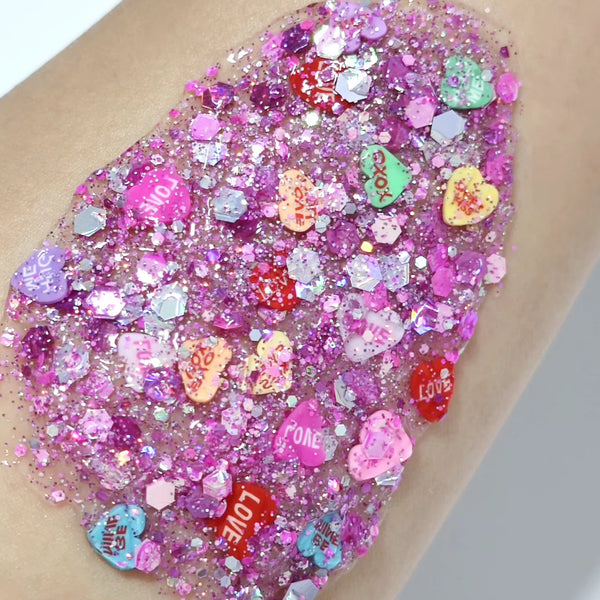 Conversation Heart Glitter Hair Gel