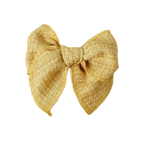 (Pre-Order)  4.5" Mustard Pre-Tied Tweed Like Bow