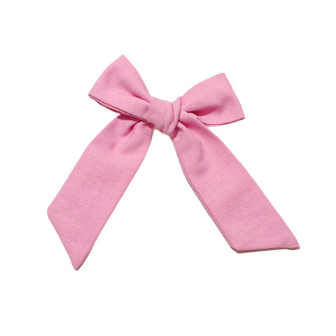 Precious Pink Long Tail Linen Bow