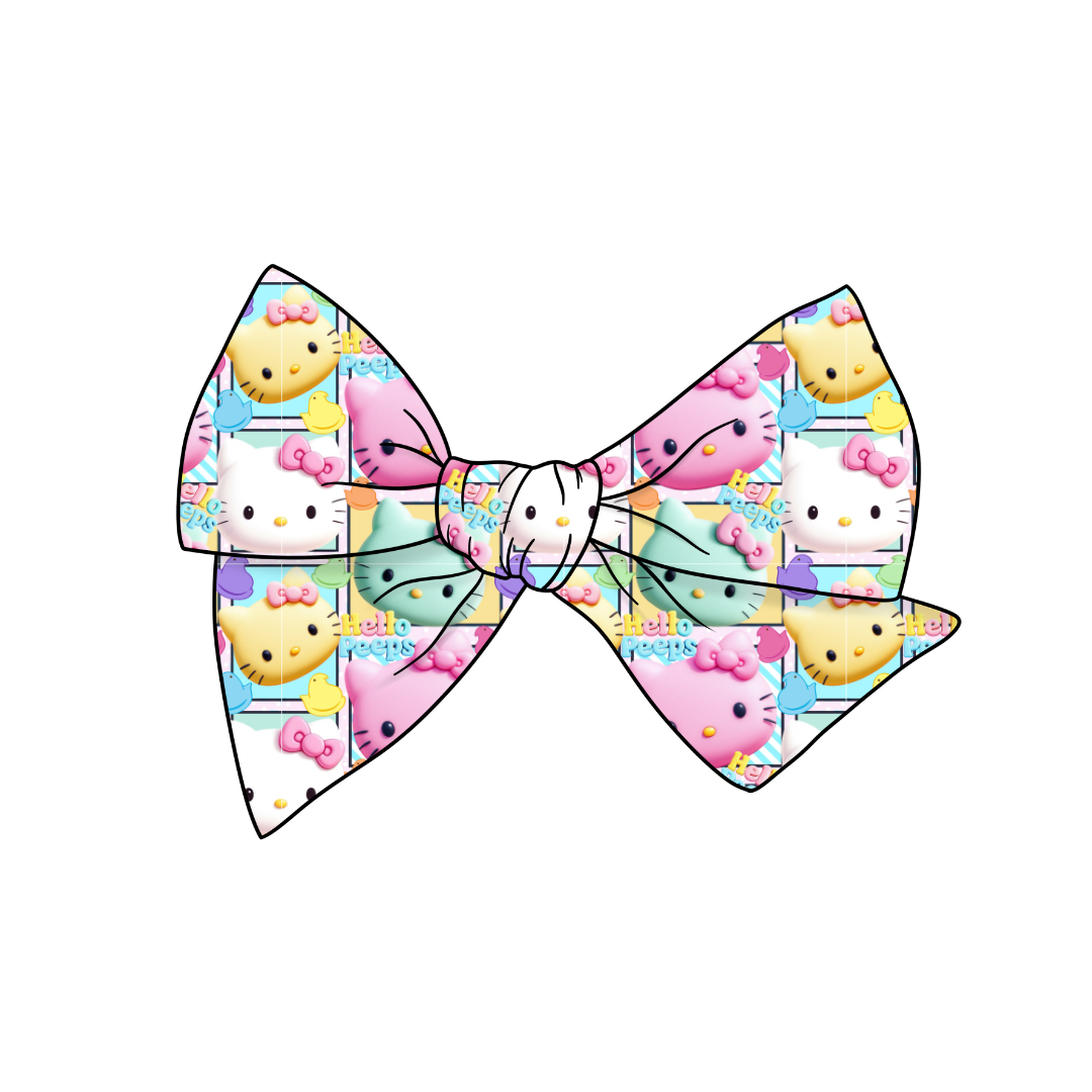 (Pre-Order) Hello Kitty Peeps  5" Pre-Tied Fabric Bow