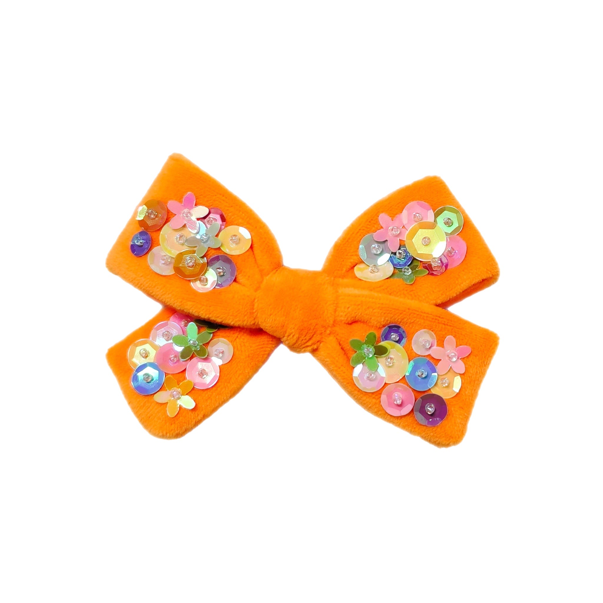 Orange Velvet Sequin Bow (all sides)