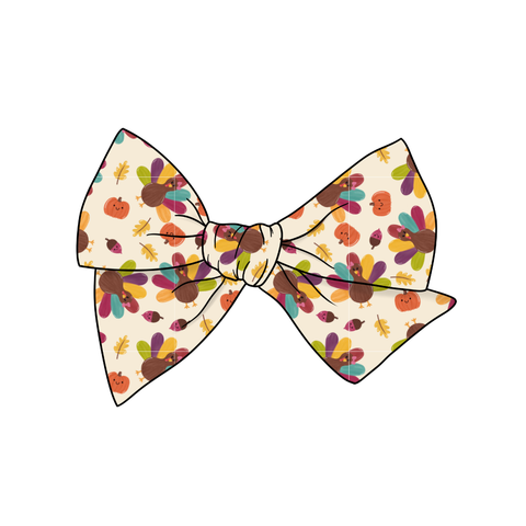 Turkey Trot 5" Pre-Tied Fabric Bow