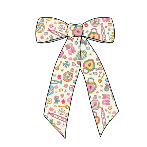 Happy Love Valentine's Long Tail Fabric Bow