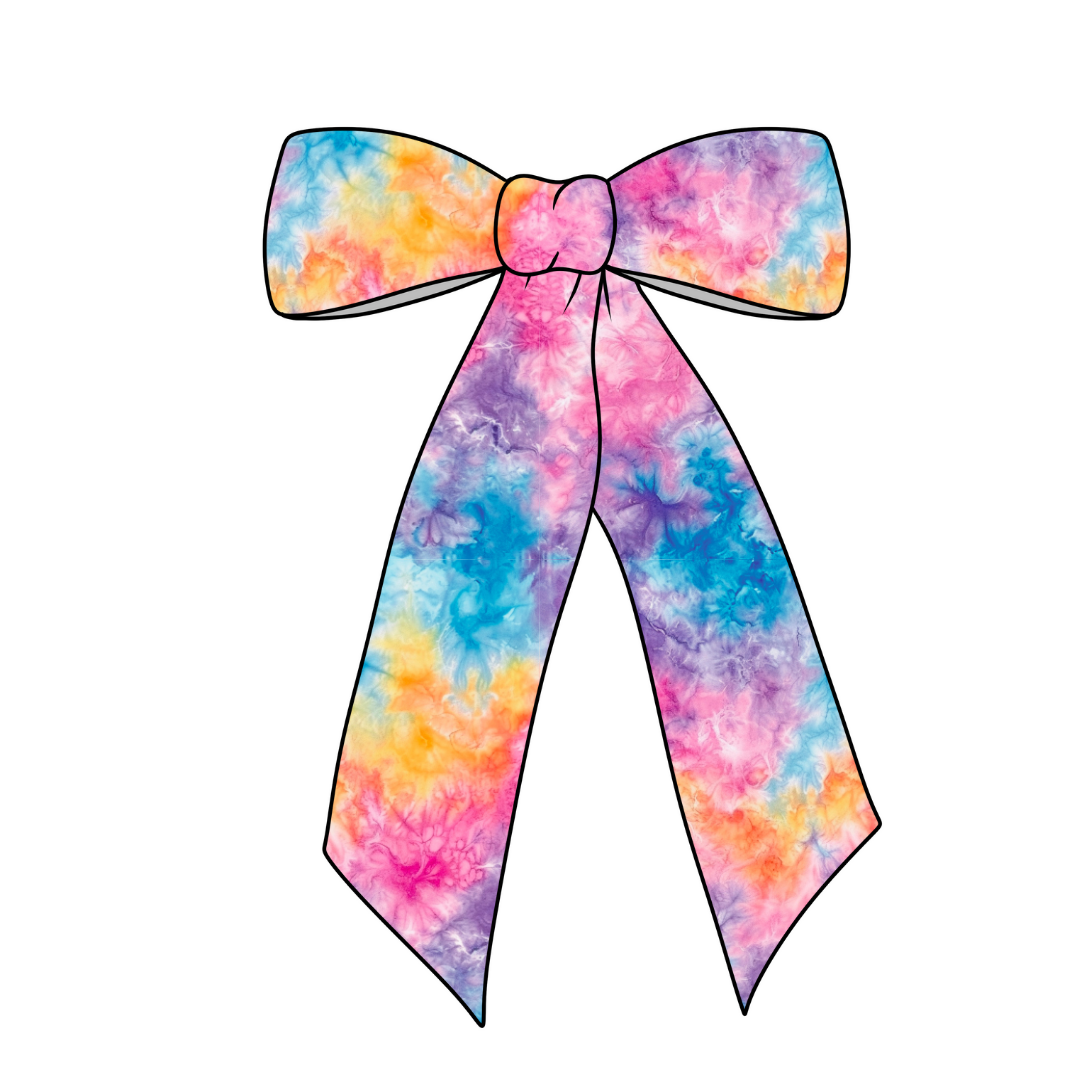 Bomb Tie Dye Long Tail Fabric Bow