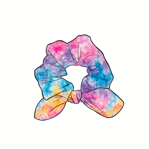 Bomb Tie Dye Hand Tied  Knotted Bow Scrunchie