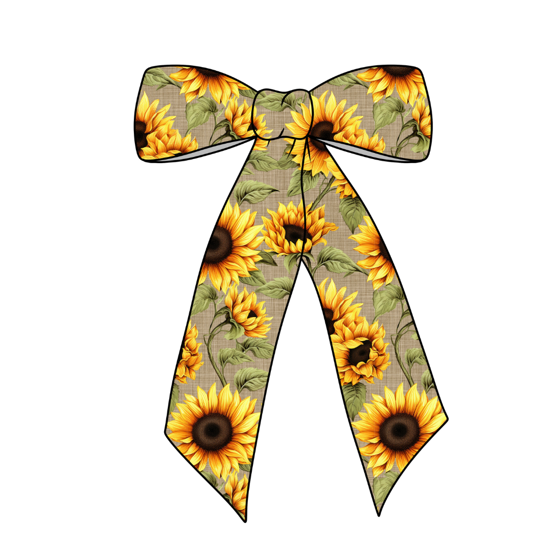 (Pre-Order) Sunflowers Long Tail Fabric Bow – Marmalade Skies