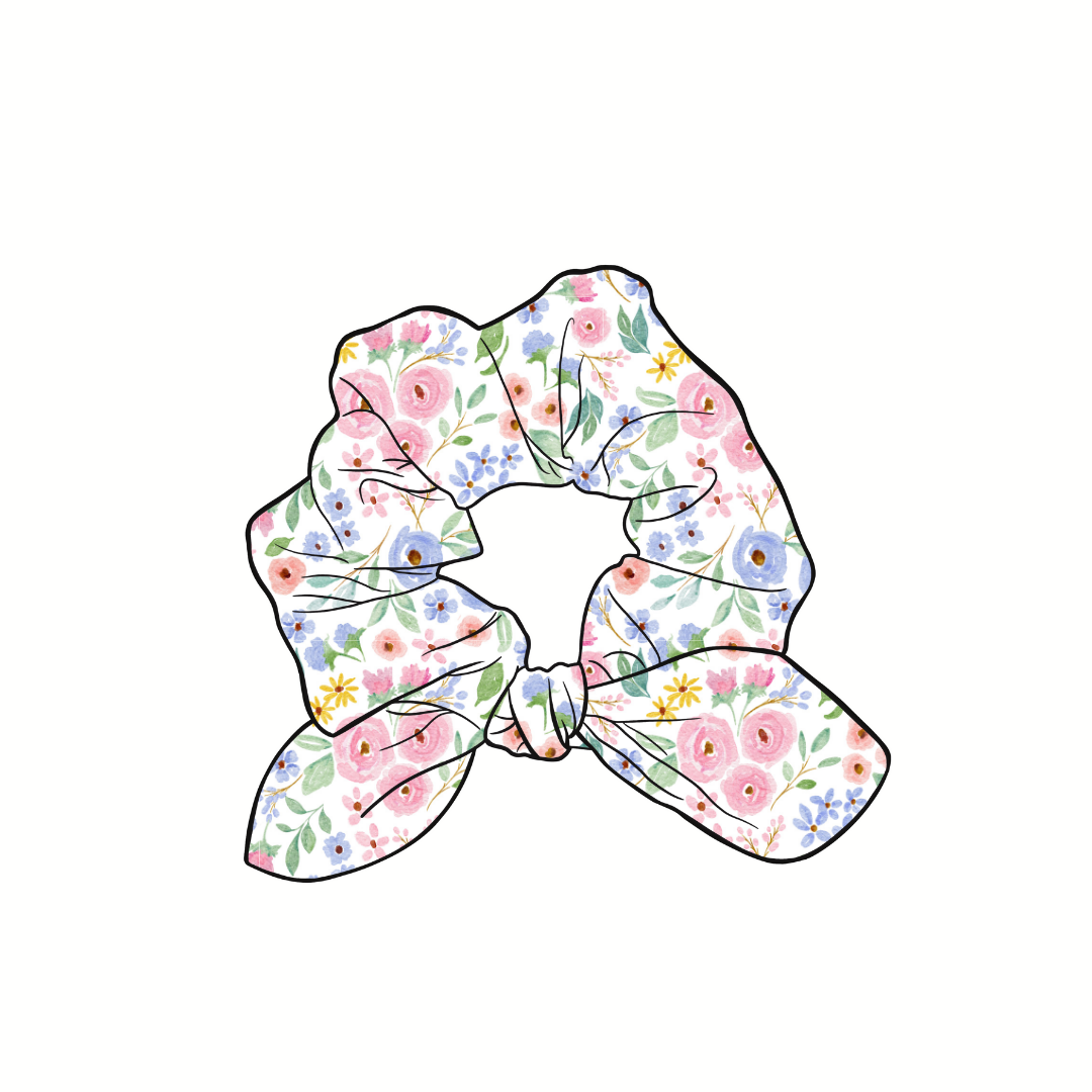 (Pre-Order) Fab Floral Hand Tied  Knotted Bow Scrunchie