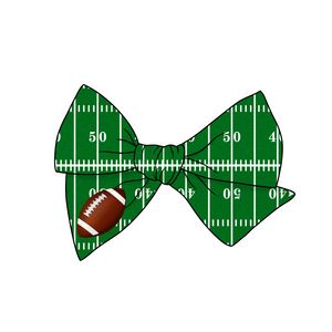 Patch Like Football Field 5" Pre-Tied Fabric Bow