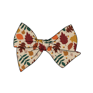 Plaid Leaves 5" Pre-Tied Fabric Bow