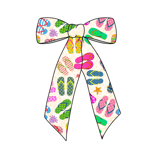 Flip Flop Fun Long Tail Fabric Bow