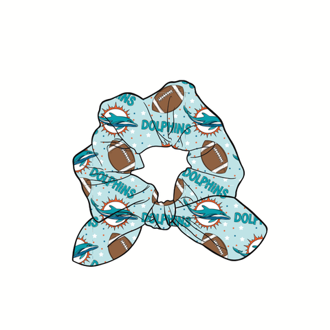 Dolphins Hand Tied  Knotted Bow Scrunchie