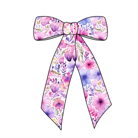 (Pre-Order)  Lovely Floral  Long Tail Fabric Bow