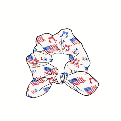 American Girl Hand Tied  Knotted Bow Scrunchie