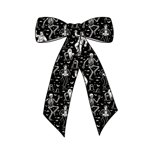 Monster Mash Long Tail Fabric Bow