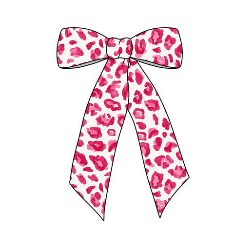 (Pre-Order) Valentines Day Leopard Long Tail Fabric Bow