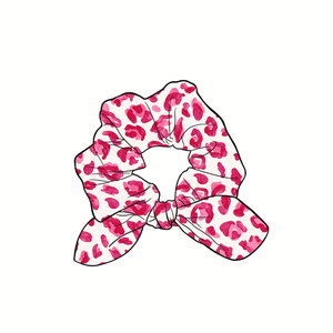 (Pre-Order) Valentines Day Leopard Hand Tied  Knotted Bow Scrunchie