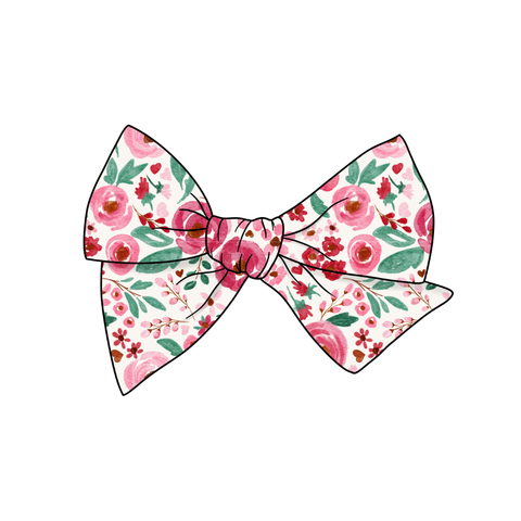 (Pre-Order) V-Day Floral 5" Pre-Tied Fabric Bow