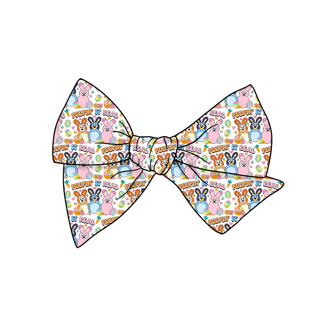 (Pre-Order) Peepin' it real!  5" Pre-Tied Fabric Bow