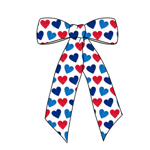 Hearts Long Tail Fabric Bow