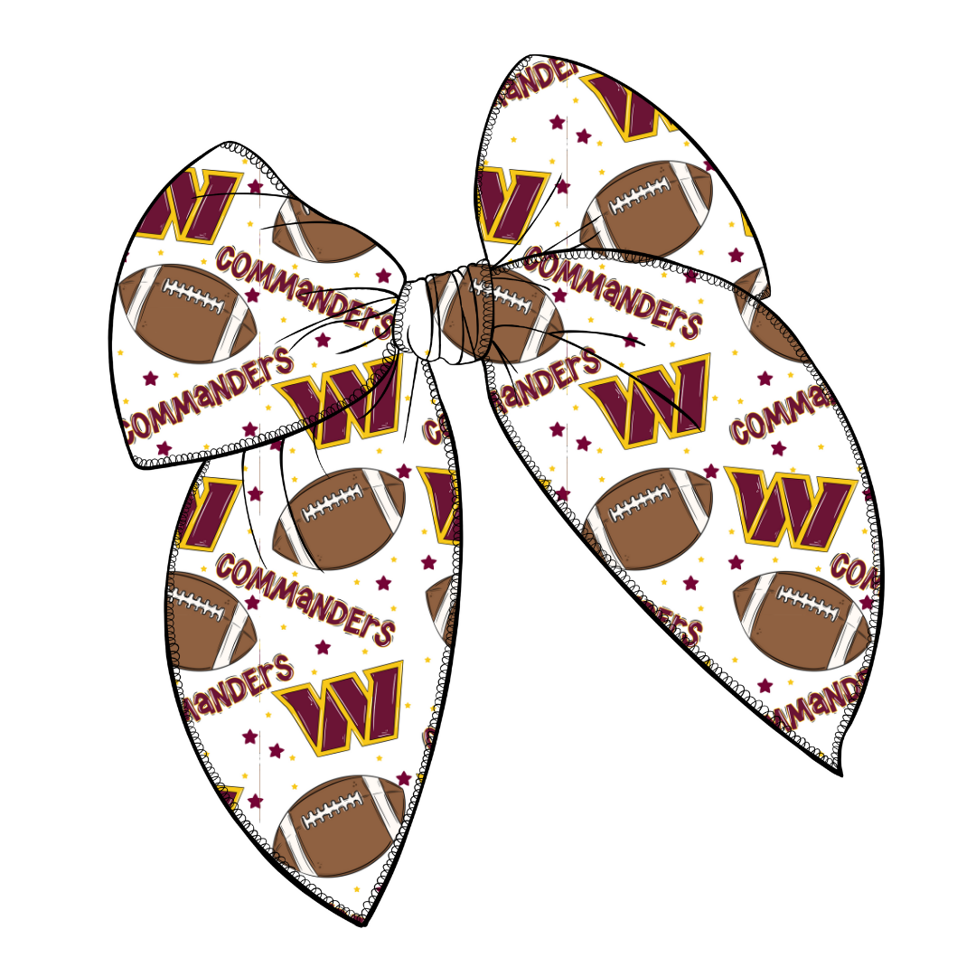 Commanders Large Serged Edge Pre-Tied Fabric Bow